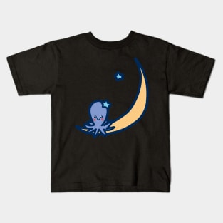 Cute Moon Octopus Kids T-Shirt